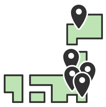 施設の所在地を示す地図とピンのアイコン