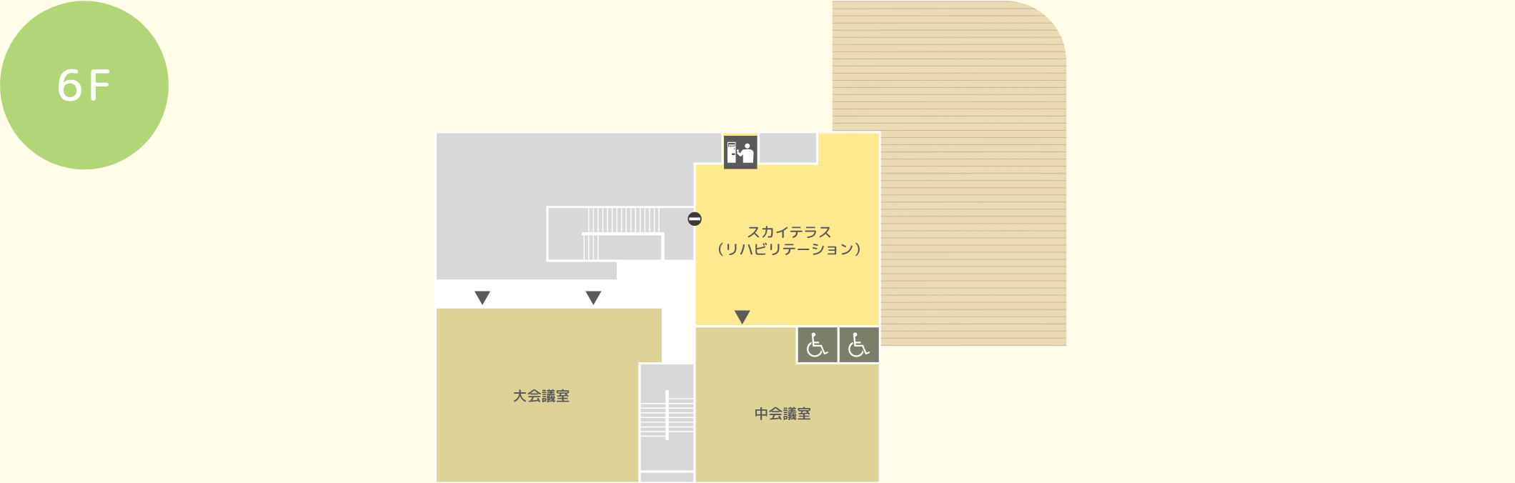 6階の案内図。スカイテラスと会議室の配置